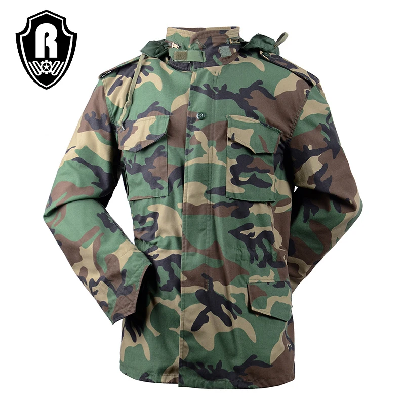 Tactical Woodland Camouflage M65 Jacket Water Repellent Tactical Uniform for Man with Hood Style Parkas