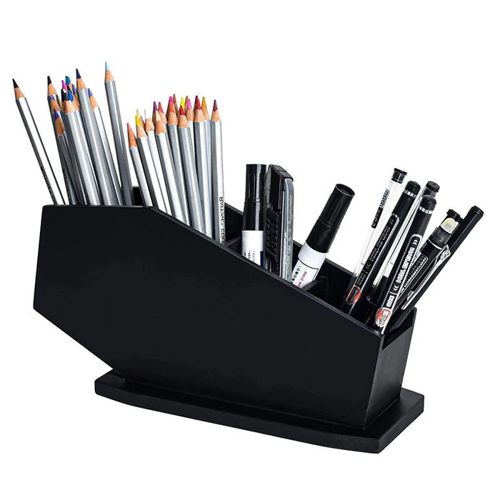 
Amazon top seller 2021 home decor gothic coffin rack luxury desktop black bamboo pen holder desk organizer 