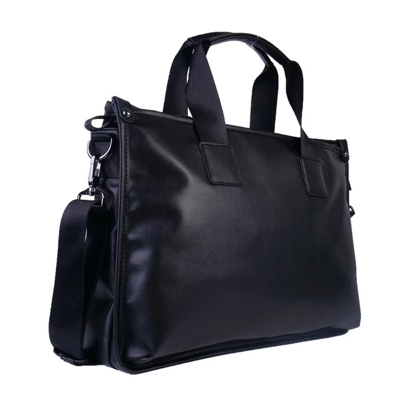 waterproof polyester PU leather laptop briefcase bag for college student business travel large capacity