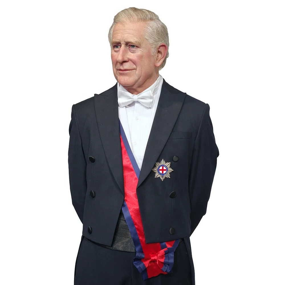 Attractive Celebrity Character Statue British Royal King Charles III Silicone Wax Figure Sculpture For Museum Collection