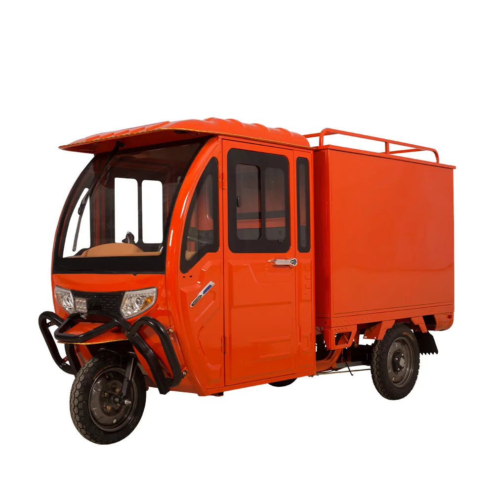 China Best-selling Food Tuktuk Adults Electric Vehicle 1200w1500w Enclosed Tricycle 3 Wheel Delivery Scooter Cargo Documents