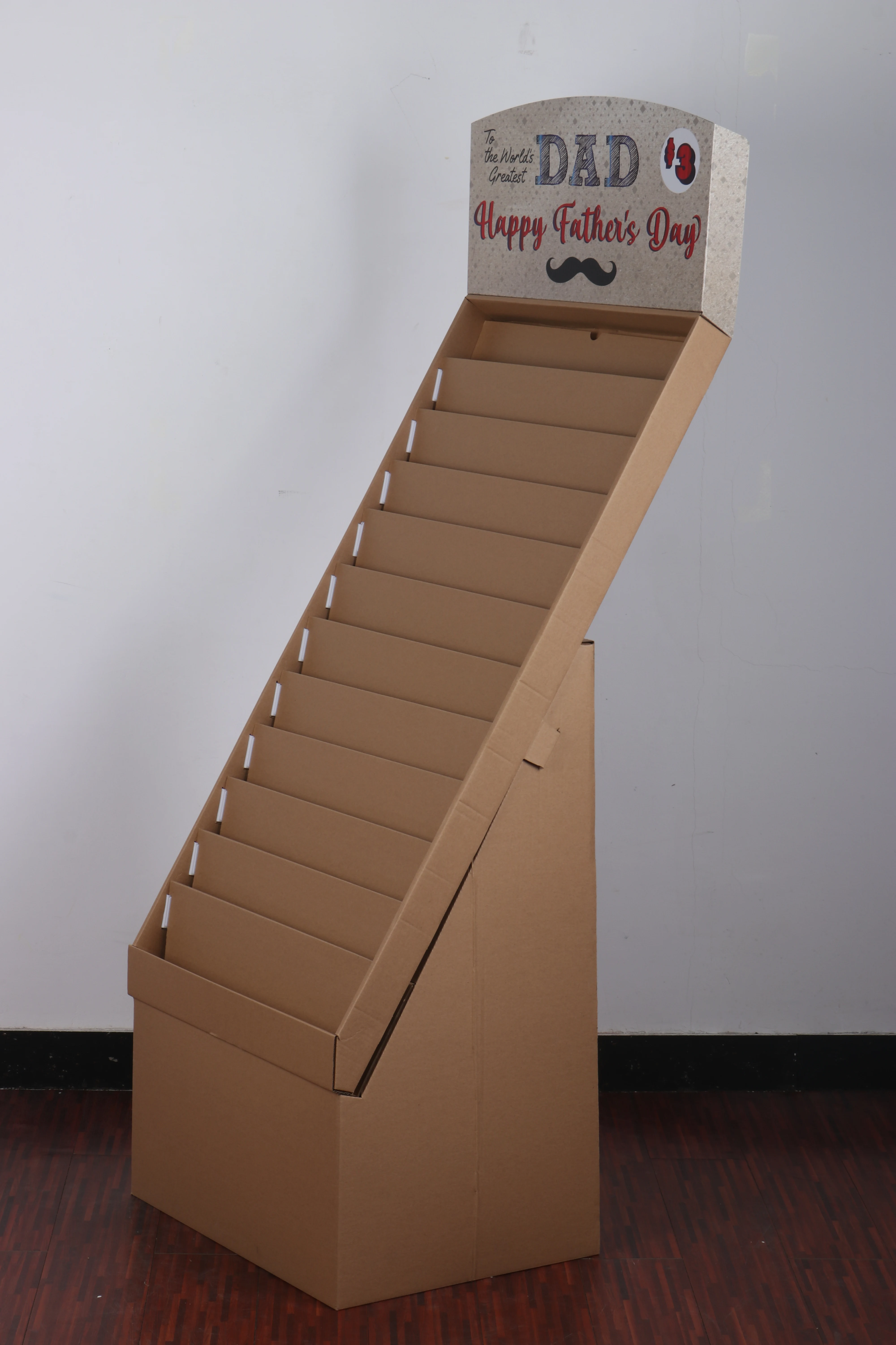 Custom Logo Cardboard Greeting Card Floor Display Rack Business Card Display Stand