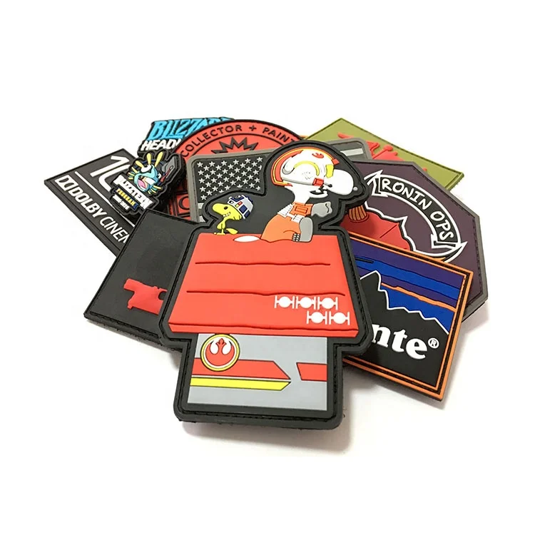 Custom Hot Selling Chinese Factory PVC Rubber Patch with Hook and loop backing