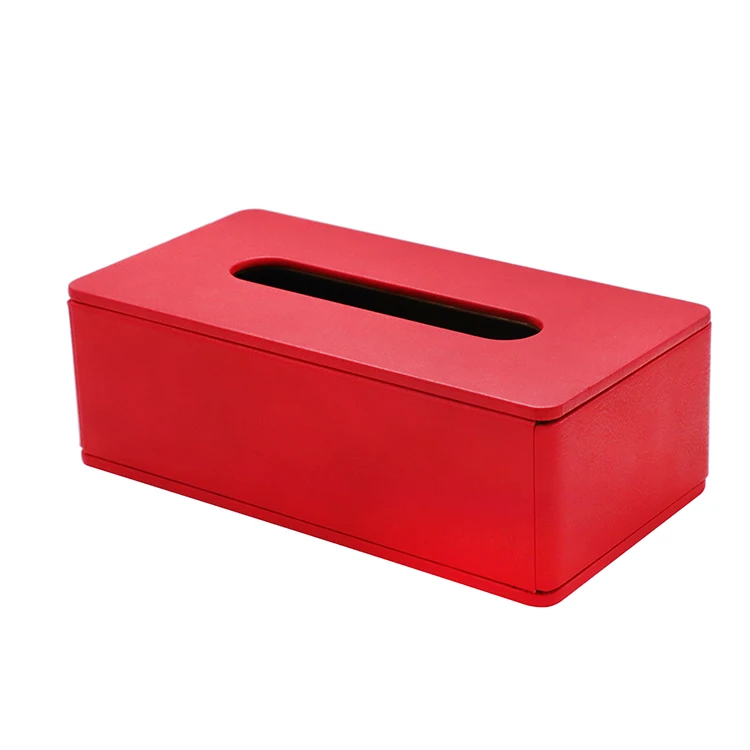 Luxury rectangular accept custom logo household office leather cover car tissue box