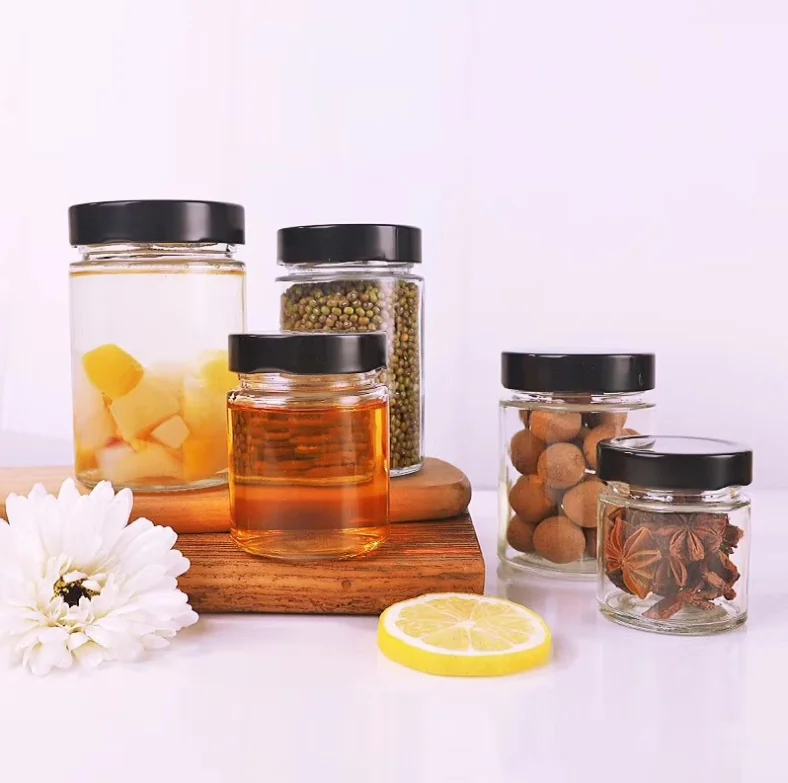 Hexagon Polygon 180ml 280ml Sauce Bottle Glass Honey Jars Wholesale