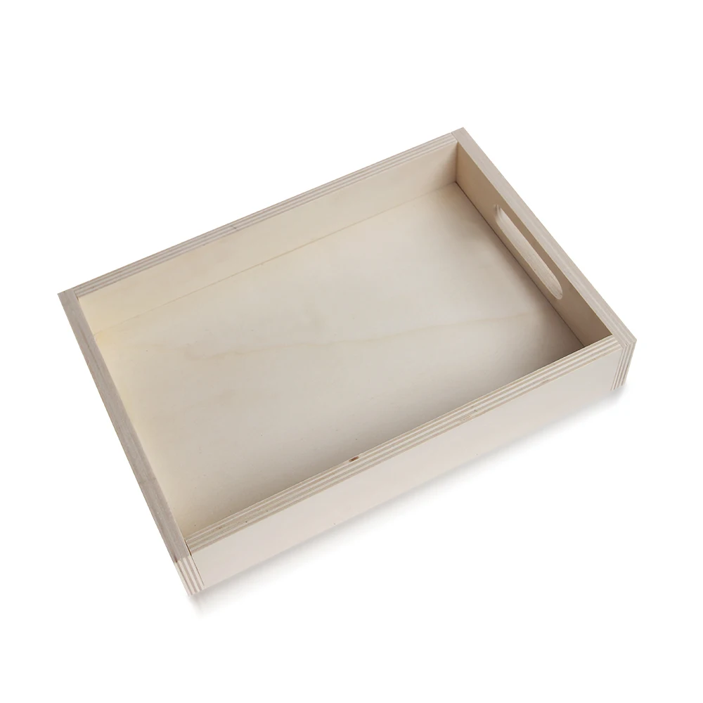 Rectangle handle wooden wood tray