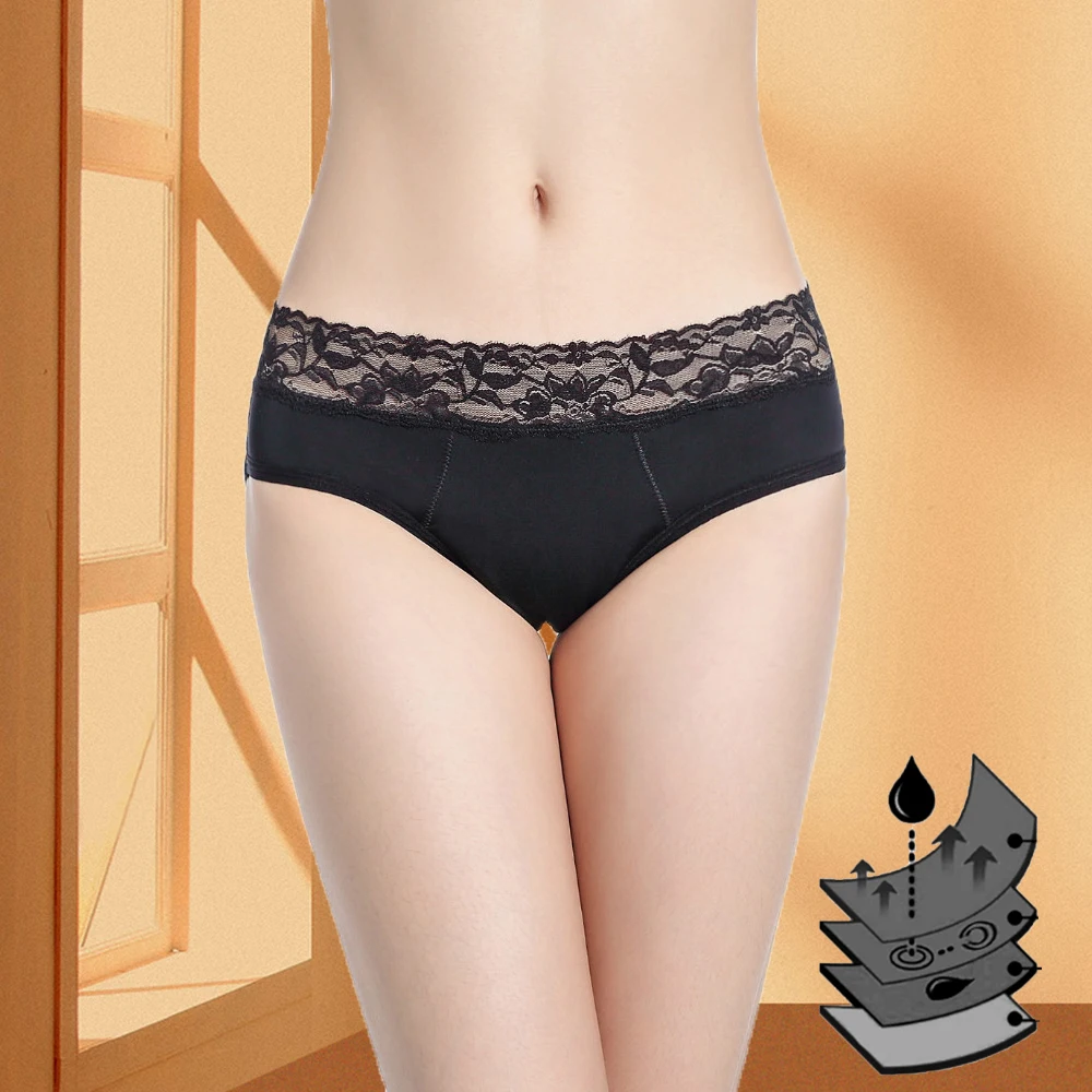 Shanhao organic cotton absorbent 4 layers heavy flow culottes menstruelles leakproof panties lace menstrual period panties