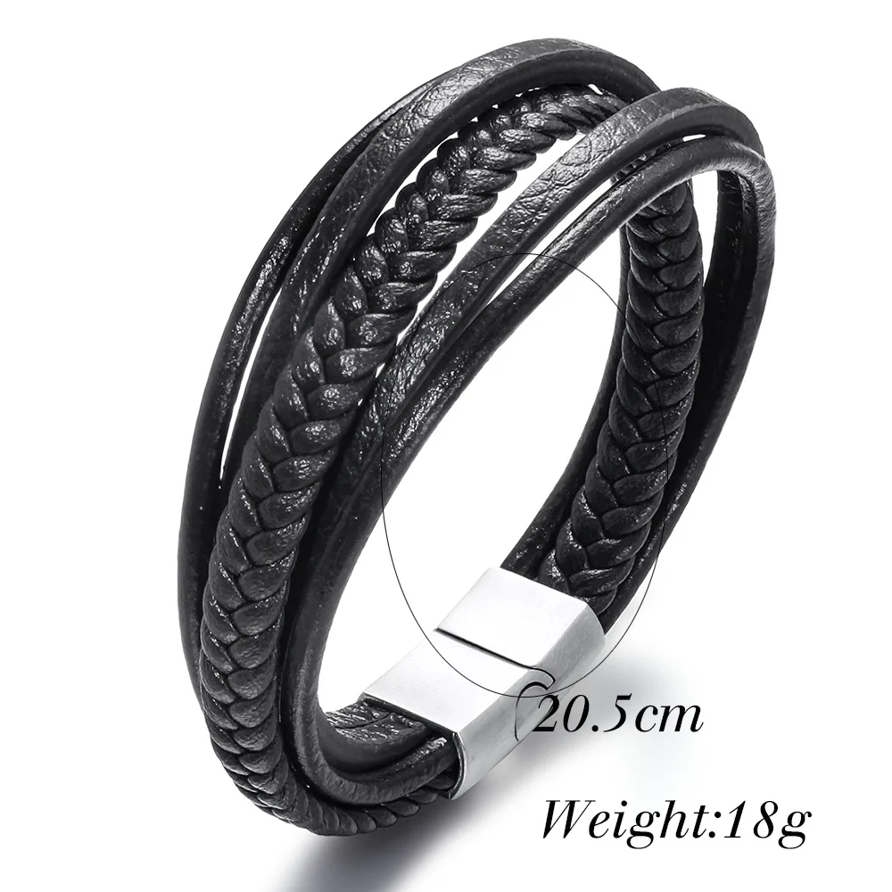 wholesale hot sale  Titanium steel woven handmade leather cross anchor bracelet men
