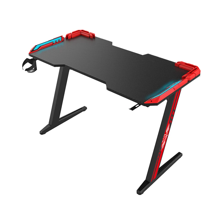 120 см, оптовая продажа, высокое качество, крутой черный компьютерный стол для киберспорта с подстаканником, красная броня, RGB светодиодный игровой стол