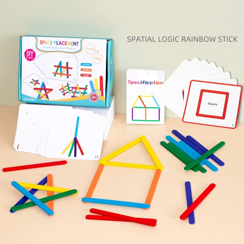 wooden space placement logical thinking training color sorting counting sticks game educational toys