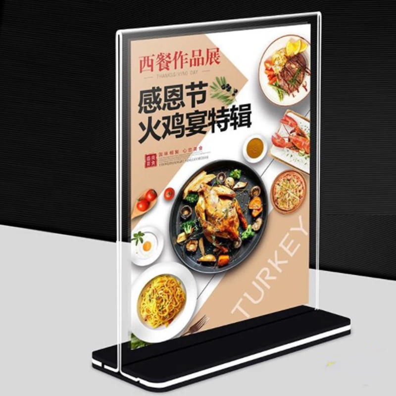
A6 Detachable Acrylic Sign Holder Acrylic Material T Shape Acrylic Table Menu Holder Tents Price Flyer Display Card Holder stand 