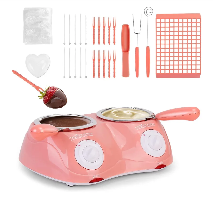 Single Double Pot Electric Chocolate Melting Pot Chocolate Tempering Warmer Hot Chocolate Heating Machine With Shaped Mold