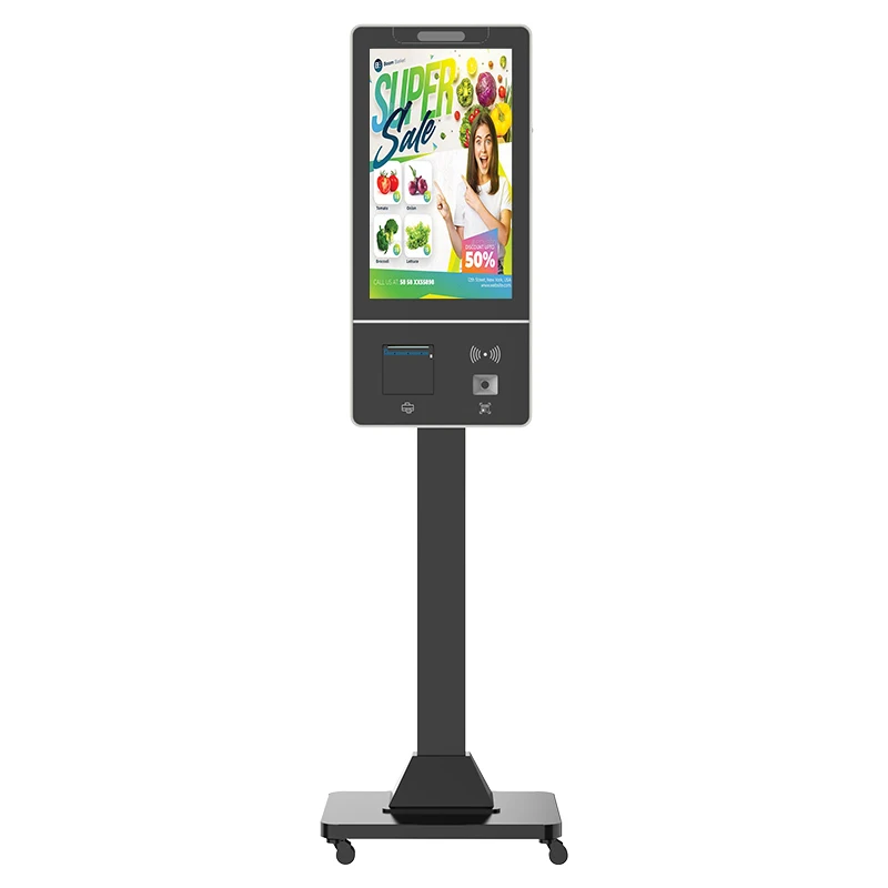 24 inch supermarket restaurant ordering service check out rfid card reader self checkout kiosk