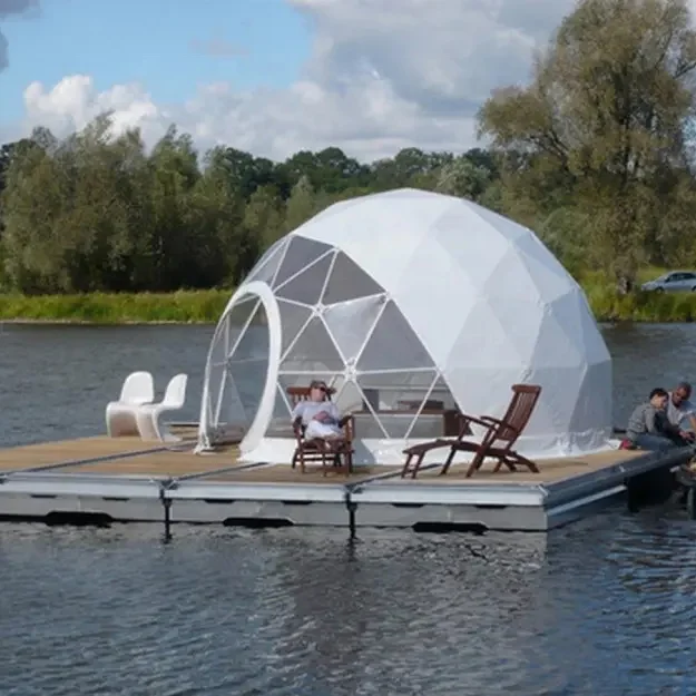 Good Quality Outdoor Hotel Resort Pvc Leisure Round Canvas Geodesic Glamping Dome House Tent
