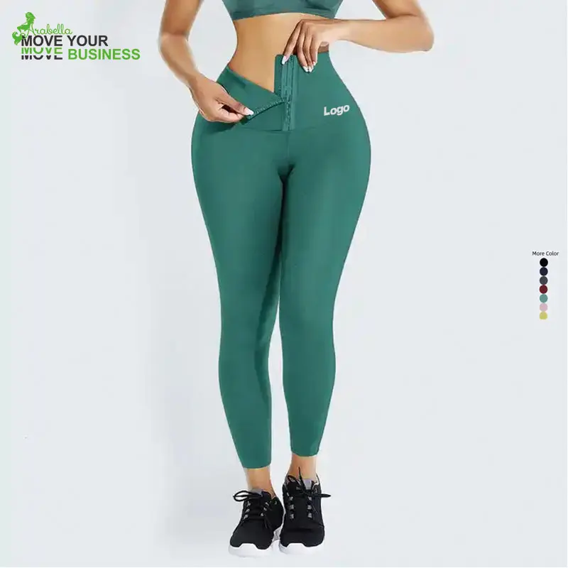 Arabella 2023 Custom Adjustable Elastic Yoga Pants Seamless Reflective Scrunch Butt Women Leggings With Waist Trainer