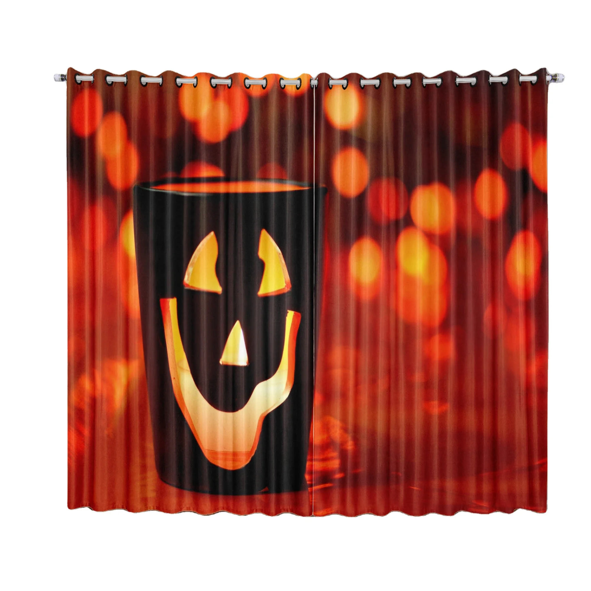 Inns Luxury Halloween Series Digital Printing Black Silk Blackout windows curtains for the living room