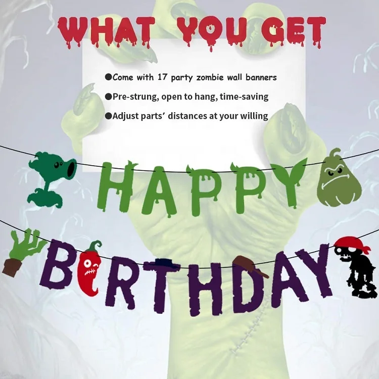Umiss Paper Plants VS Zombies Banner Party Dekoration , Fiestas, Weddings  Holiday and Happy Birthday Party Set