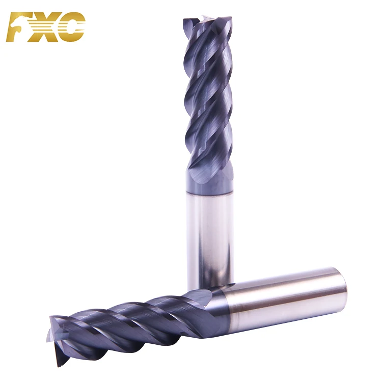 Cnc Cutting Tool End Mill HRC60 Carbide End mill 4 flute Tin Coating for steel