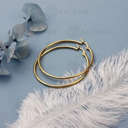 BAOYAN Large Round Circle Hooped Earring Big Multi Size Stainless Steel Cable Wire Gold Plated Hoop Earrings for Women/Girls