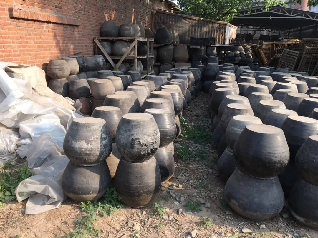 chinese antique pottery pots old original shanxi flower pots grey clay pots with ears