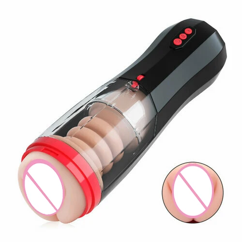 10 speeds vibration 5 modes telescoping men Handheld Masturbation Cup with Voice