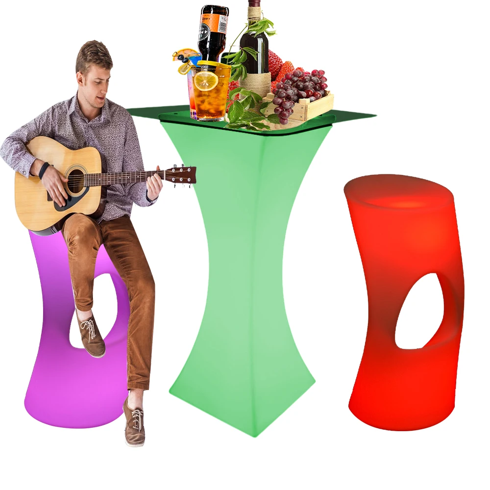 led fashion light bar table illuminated chair/wireless charger party led tables and chairs led furniture modern
