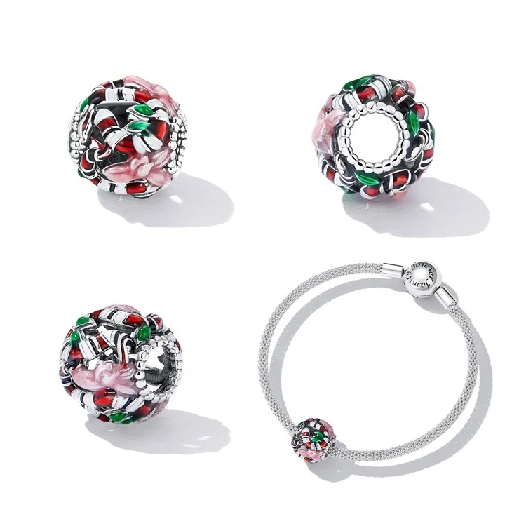 custom snake flower designer High Quality charm charming Pan Bracelet dora 925 Sterling Silver DIY charms for jewelry making