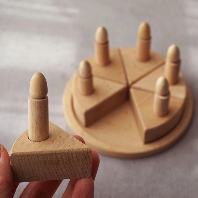 Деревянный игрушечный торт Монтессори на день рождения со свечами, детский игровой домик, имитация торта, игрушечный набор
