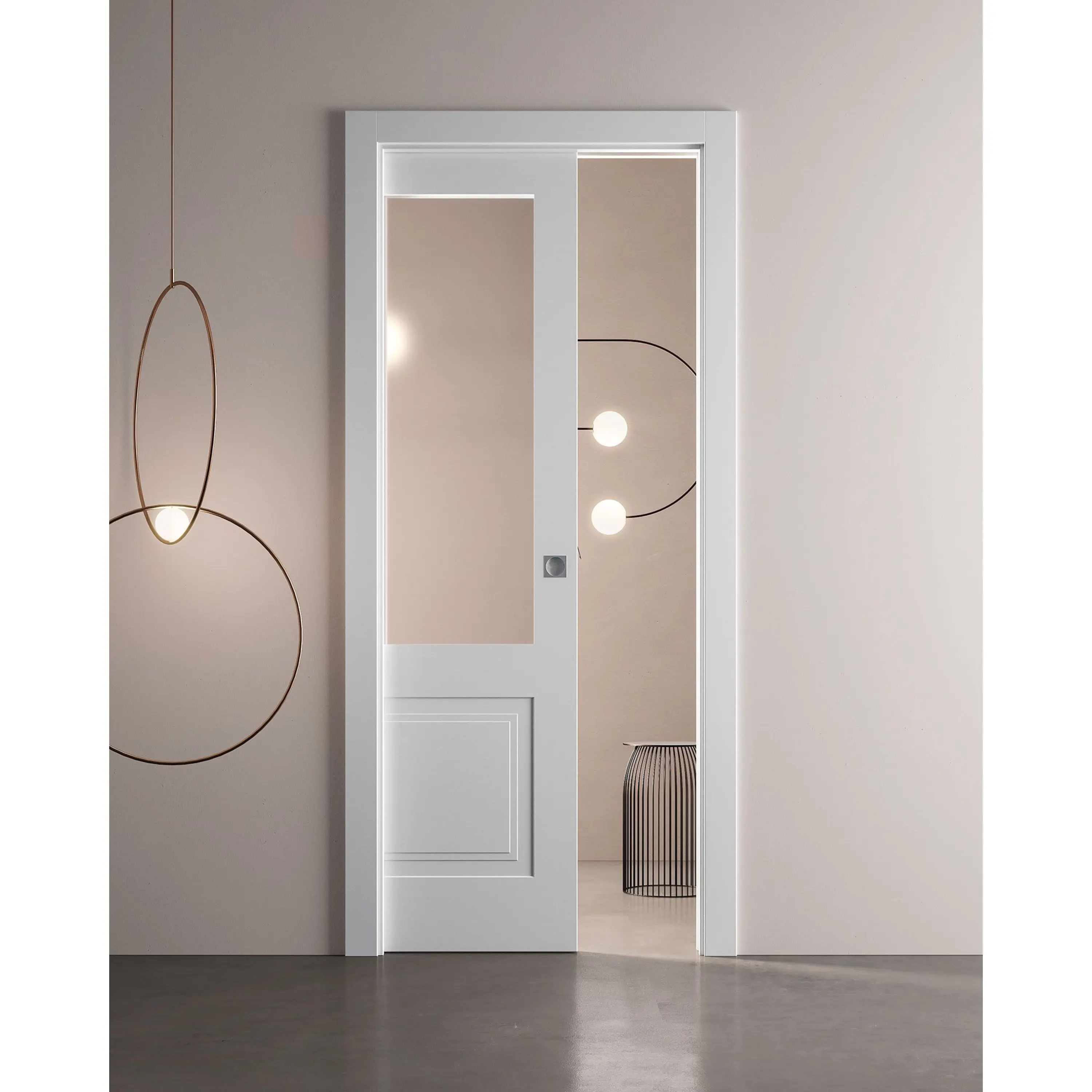 Pre-hung Classy Modern Solid Wood Panel Interior Clear Glass Kitchen Door