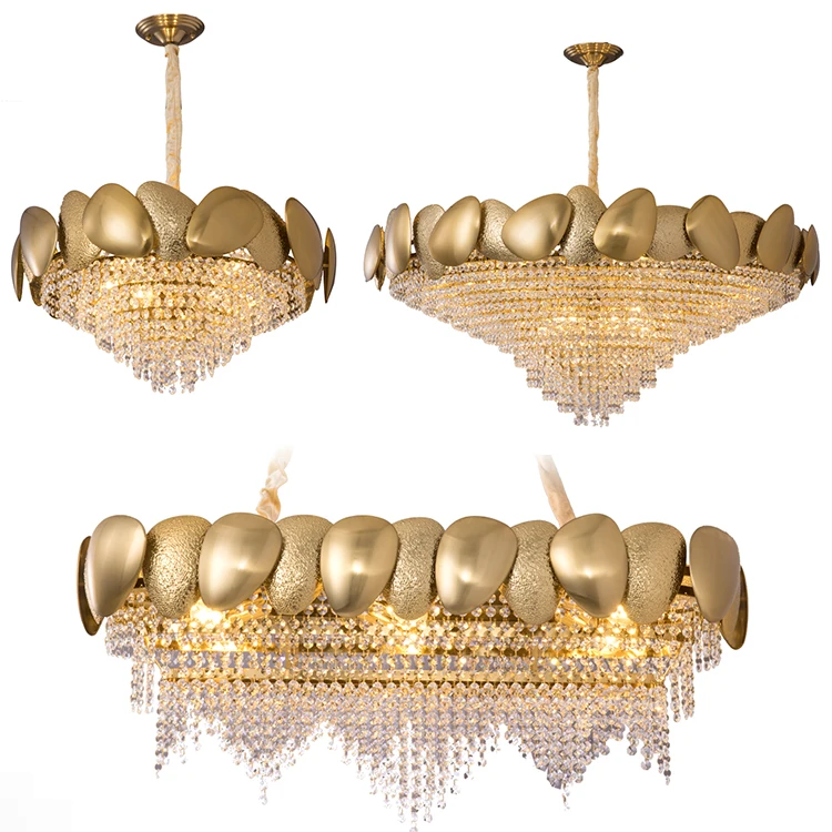 DLSSLIGHTING Modern Indoor Hotel Villa Pendant Lighting Luxury Stainless Steel Crystal Chandeliers