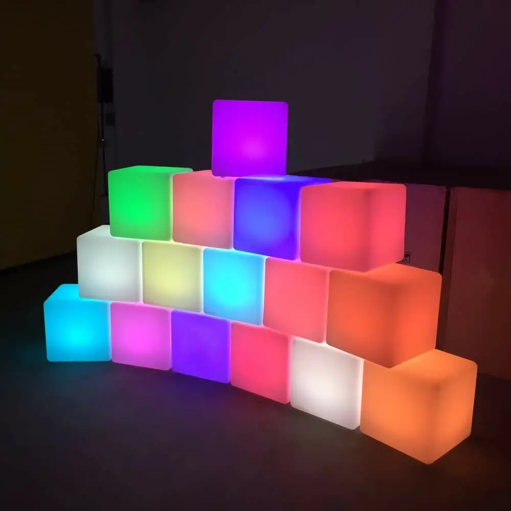 rechargeable waterproof IP68 outdoor led cube furniture glowing multi color change different mode light furniture chair