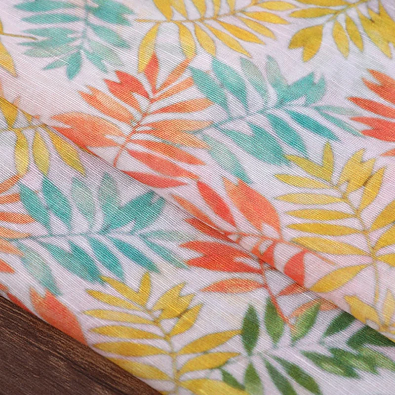 Цифровая печать 16 мм тяжелый шелк и Лен Смешанная ткань для одежды