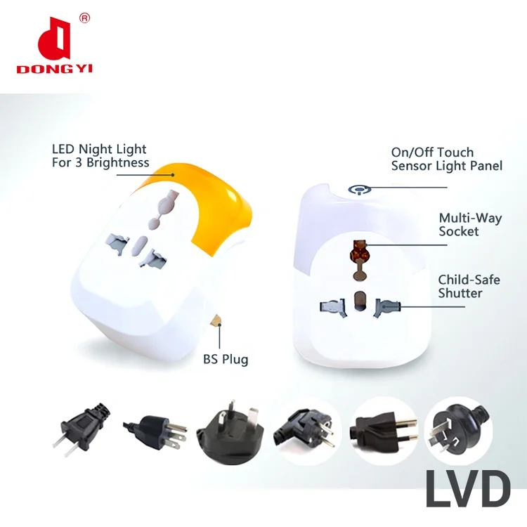 Universal Travel Adapter With LED Night Light And US Main Plug