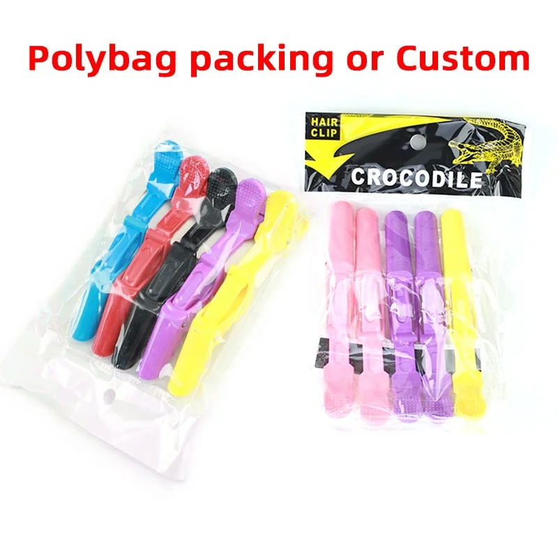 Custom Logo Crocodile Clips Hair Alligator Clips Hair Hair Accessories Plastic Clip Eco Hairdressing Plastic Sectioning Hairclip