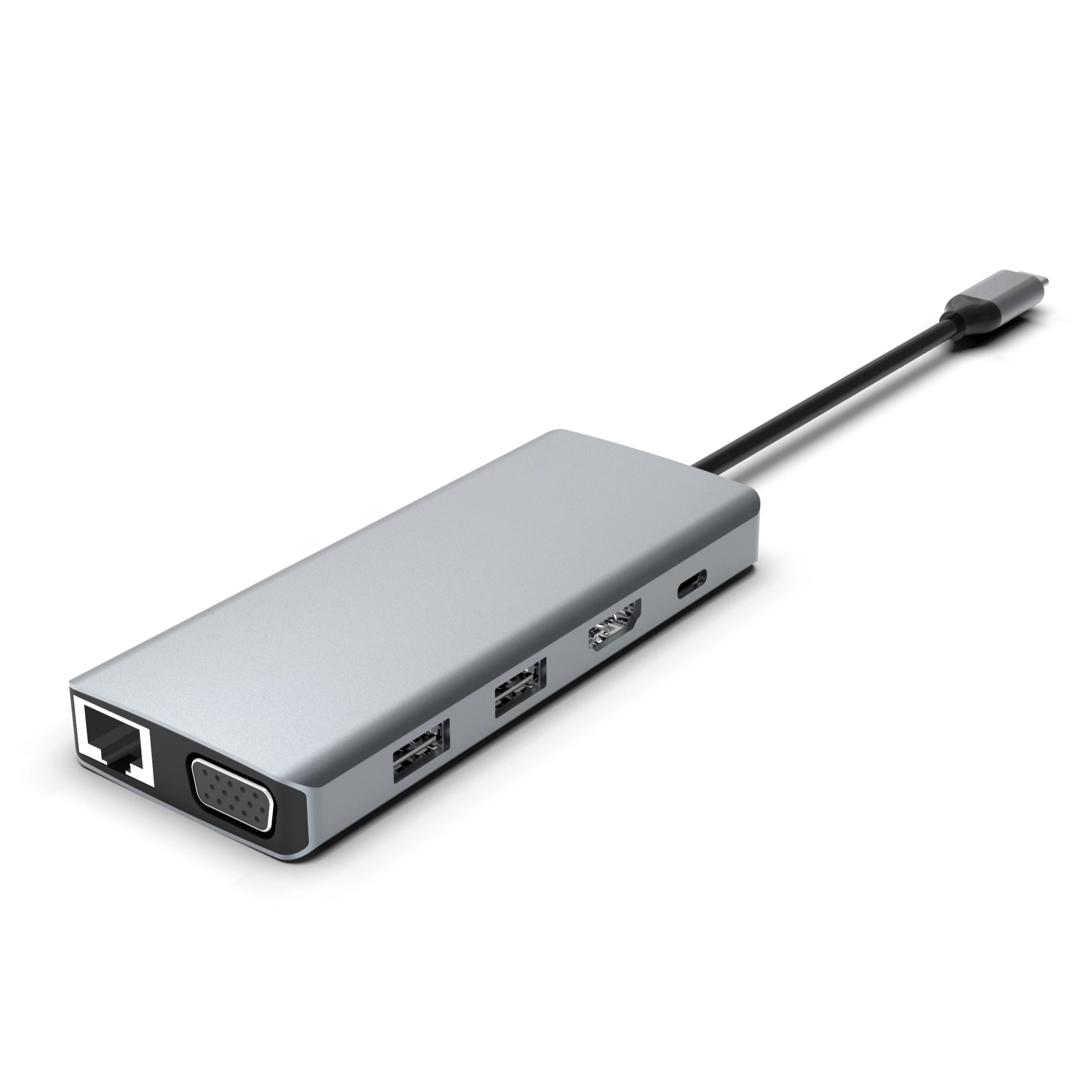 
HKK - 11-in-1 USB C Adapter Type-CTo USB3.0*2 USB2.0*2 HD MI(4K)*1 VGA*1 TF/SD PD*1 RJ45*1 Audio*1 USB HUB 