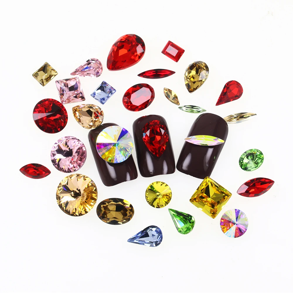100pcs mixed sizes point back crystal nail art rhinestones for nail decoration DIY