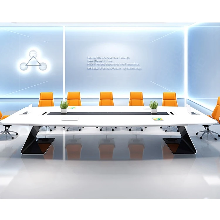 Новейший дизайн высокий глянцевый длинный стол для конференций современная офисная мебель
