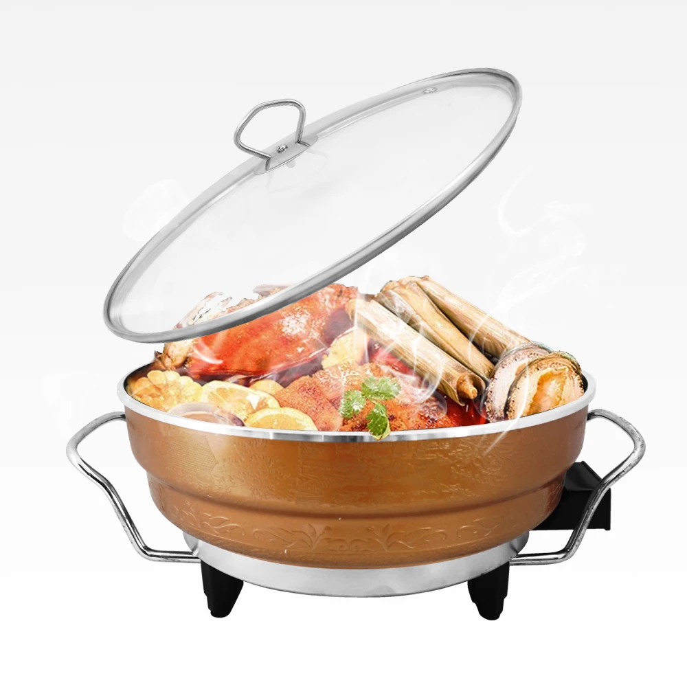 2023 Multifunction Chinese and Korean Cooker Soup Hotpot Steam Electric Heating Insulated Hot Pot with Food Steamer for Cooking