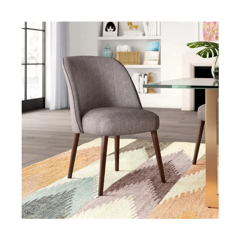 
Streamlined Style Luxury Modern Fabric Side Dining Chair with Solid Wood Legs 