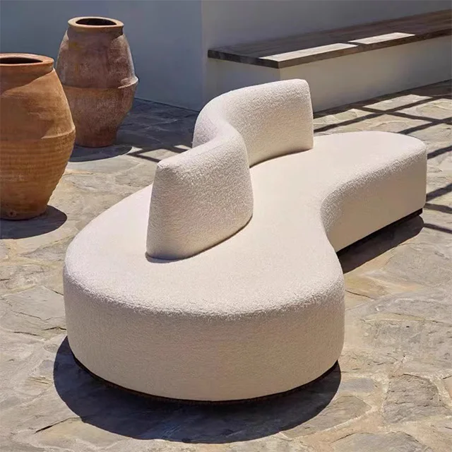 Lambskin curved sofa beauty salon clothing store B&B reception Nordic simple size apartment living room double