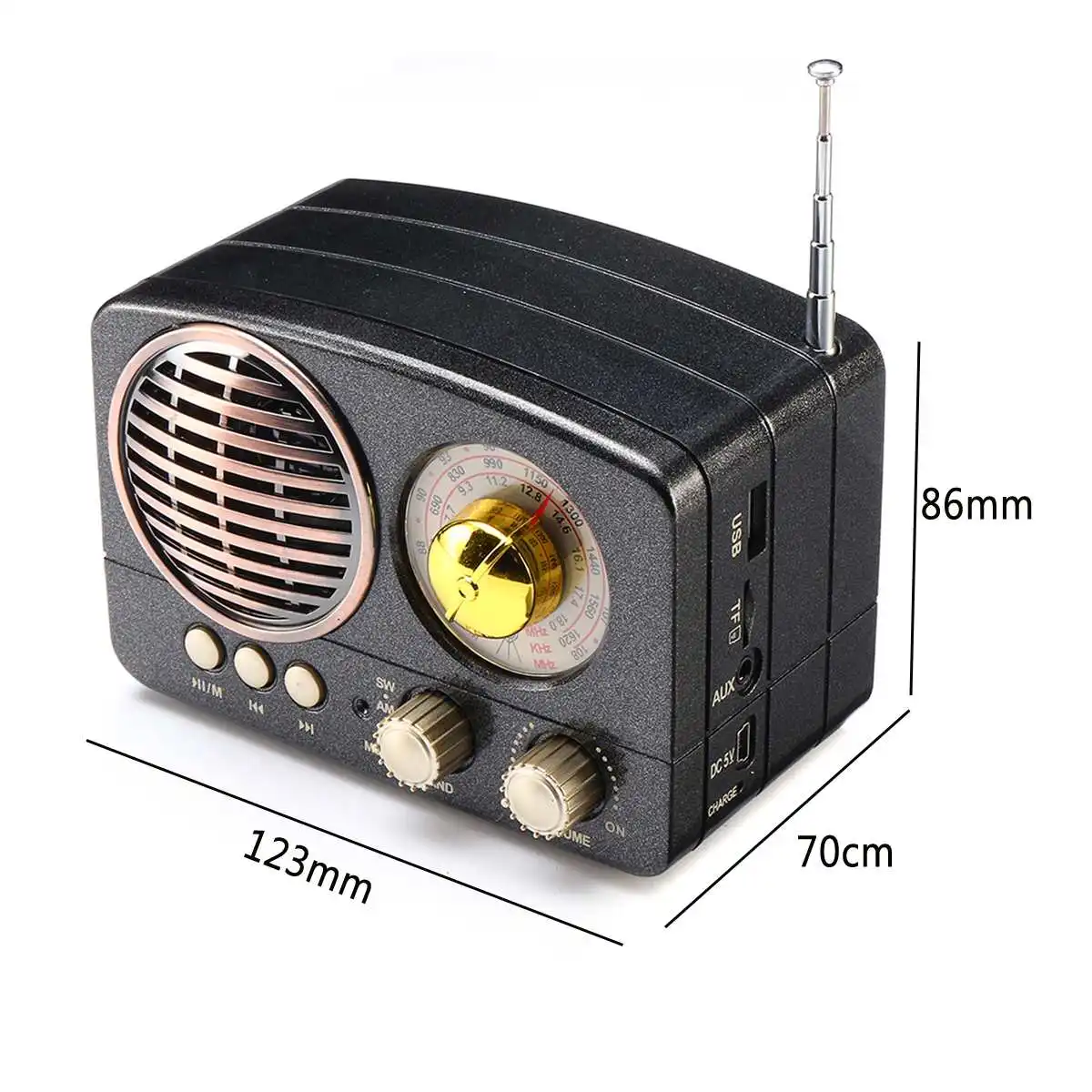 Vofull 2022 Hot Selling Wireless HIFI Speaker Stereo Headset Potable Retro Radio With FM AM SW USB AUX TF Card MP3