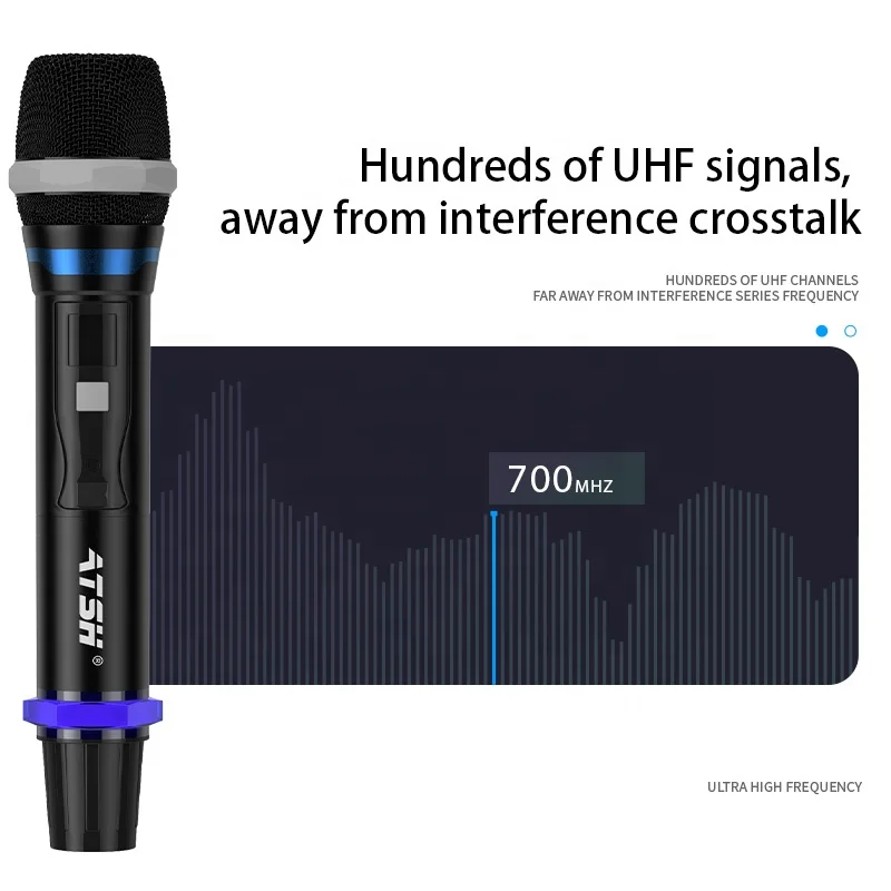 AT6100 Long Range Wireless Microphone System Handheld UHF Professional Wireless Microphones