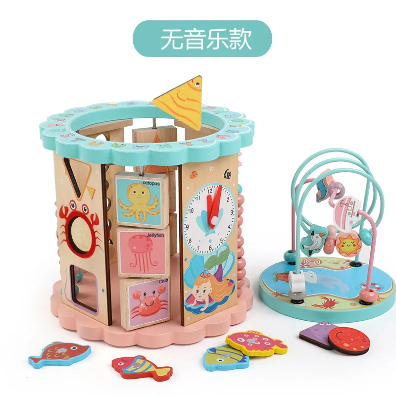 Wooden Activity Cubes Educational Bead Maze For Toddlers Girl Airplane Toy Kid Boys Tablet Learning Toys New  2022 Toys