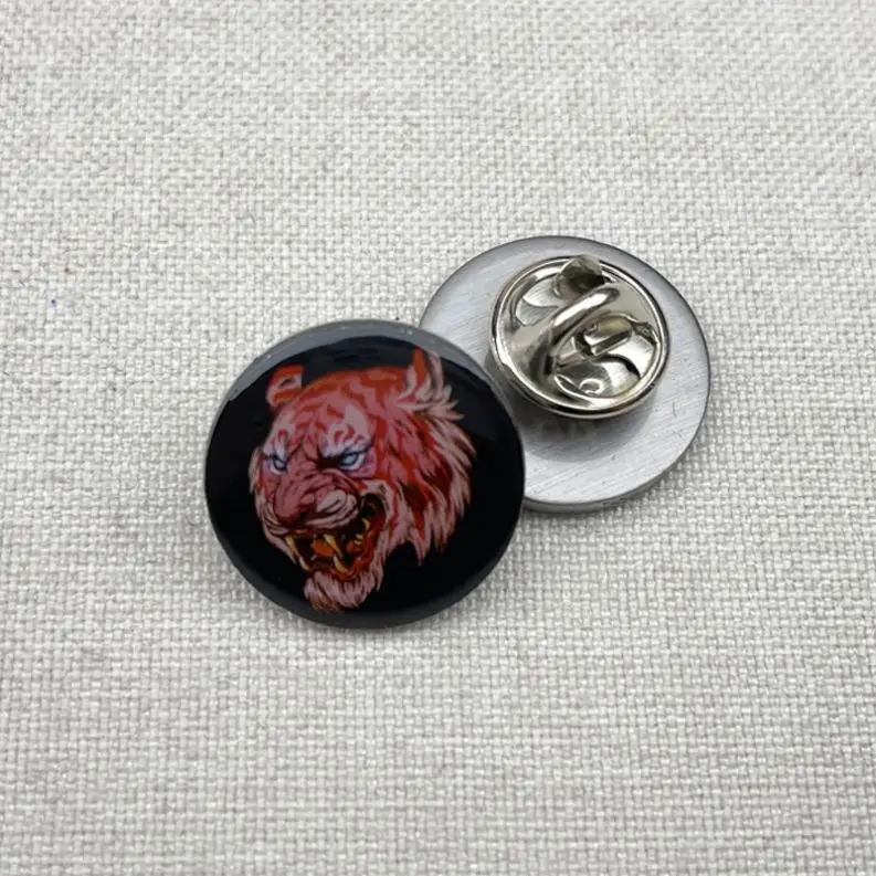 Taskwingifts Manufacturer custom no minimum metal stainless steel epoxy badge tiger animal lapel pin
