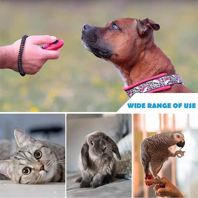 Factory direct wholesale multi-color pet training clicker with wrist strap - dog training clicker