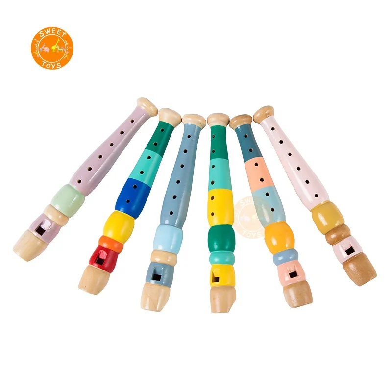 Hot Selling  Wooden Flute Toy  Wooden Piccolo Flute Musical Instrument Early Education Toy For Kid