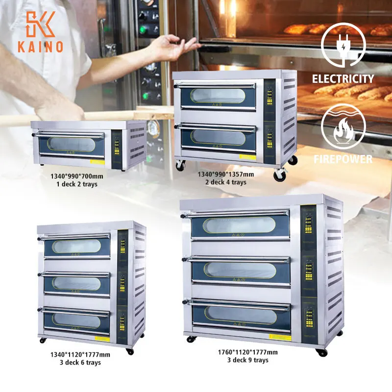 KAINO Commercial Baking Equipment 3 deck 6 tray Gas Electric Bakery Bread Deck Oven for Cake Pizza
