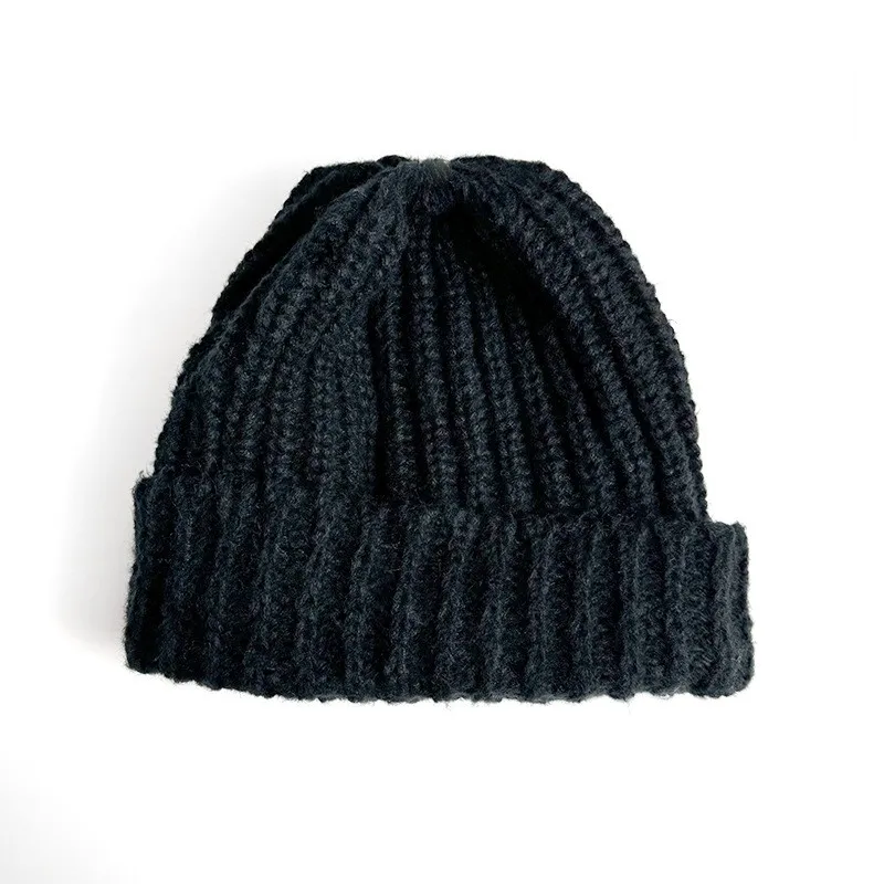 Wholesale Custom Fashion Autumn Winter Casual Solid Color Cuffed Crochet Beanie Caps Knitted Hat for Girls