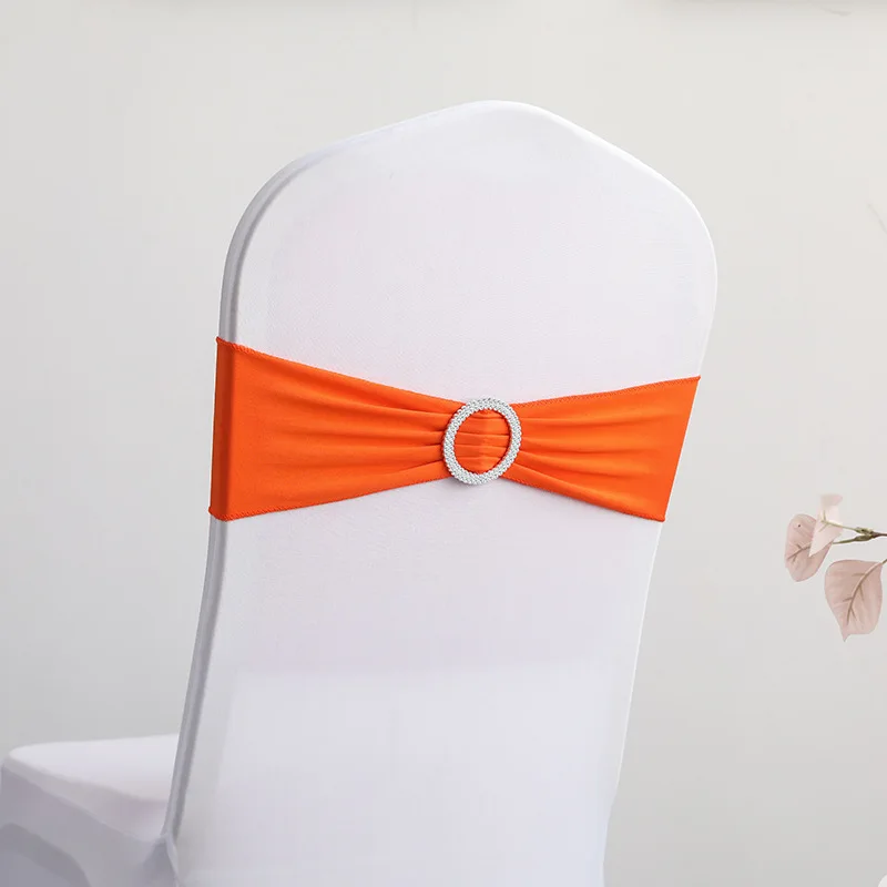 Hotel Wedding Chair Back Cover Decoration Bow Floral Elastic Strap