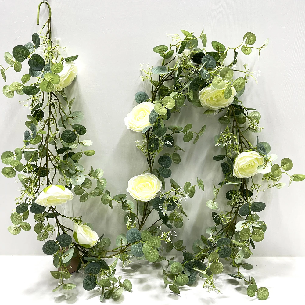 Wholesale Garlands Bunch  eucalyptus Floral Wall Artificial Flowers Backdrop For Wedding Home Backdrop Decor